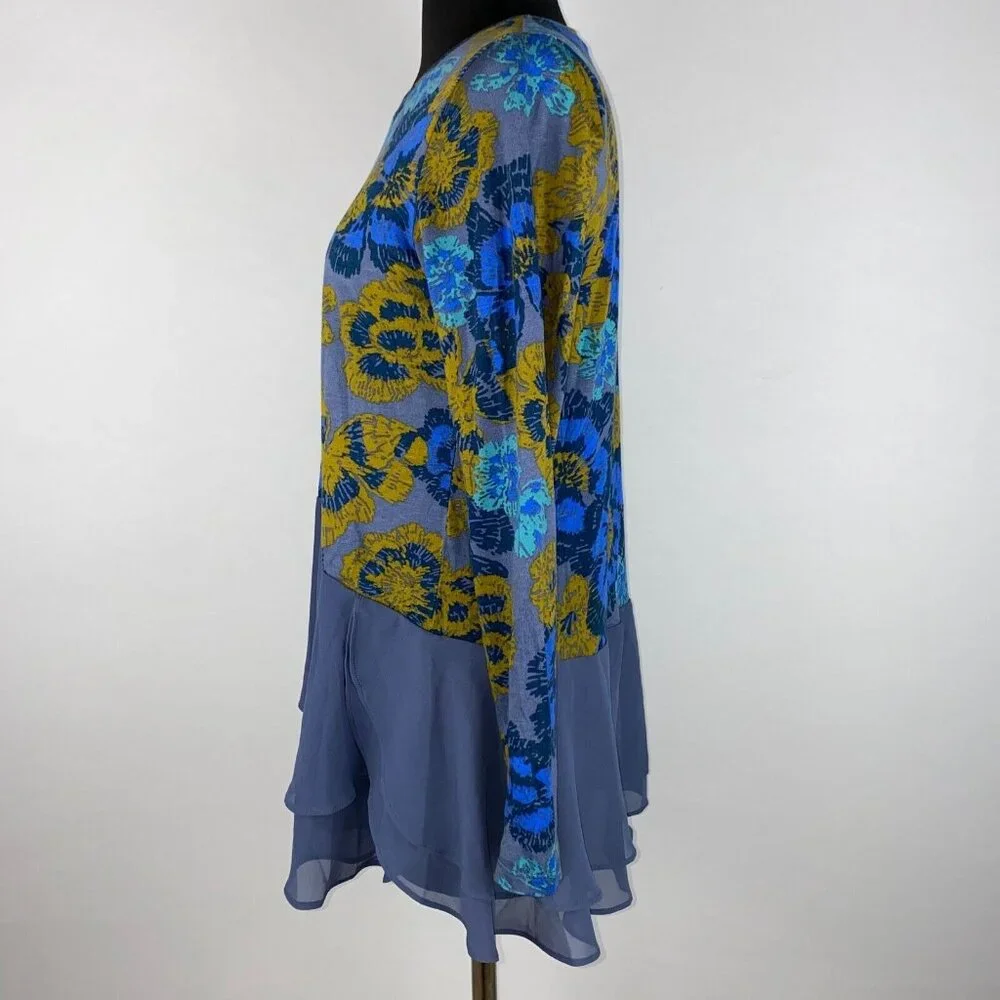 LOGO By Lori Goldstein Womens US XS Floral Cotton Modal Woven Chiffon Tunic Top - Picture 7 of 16